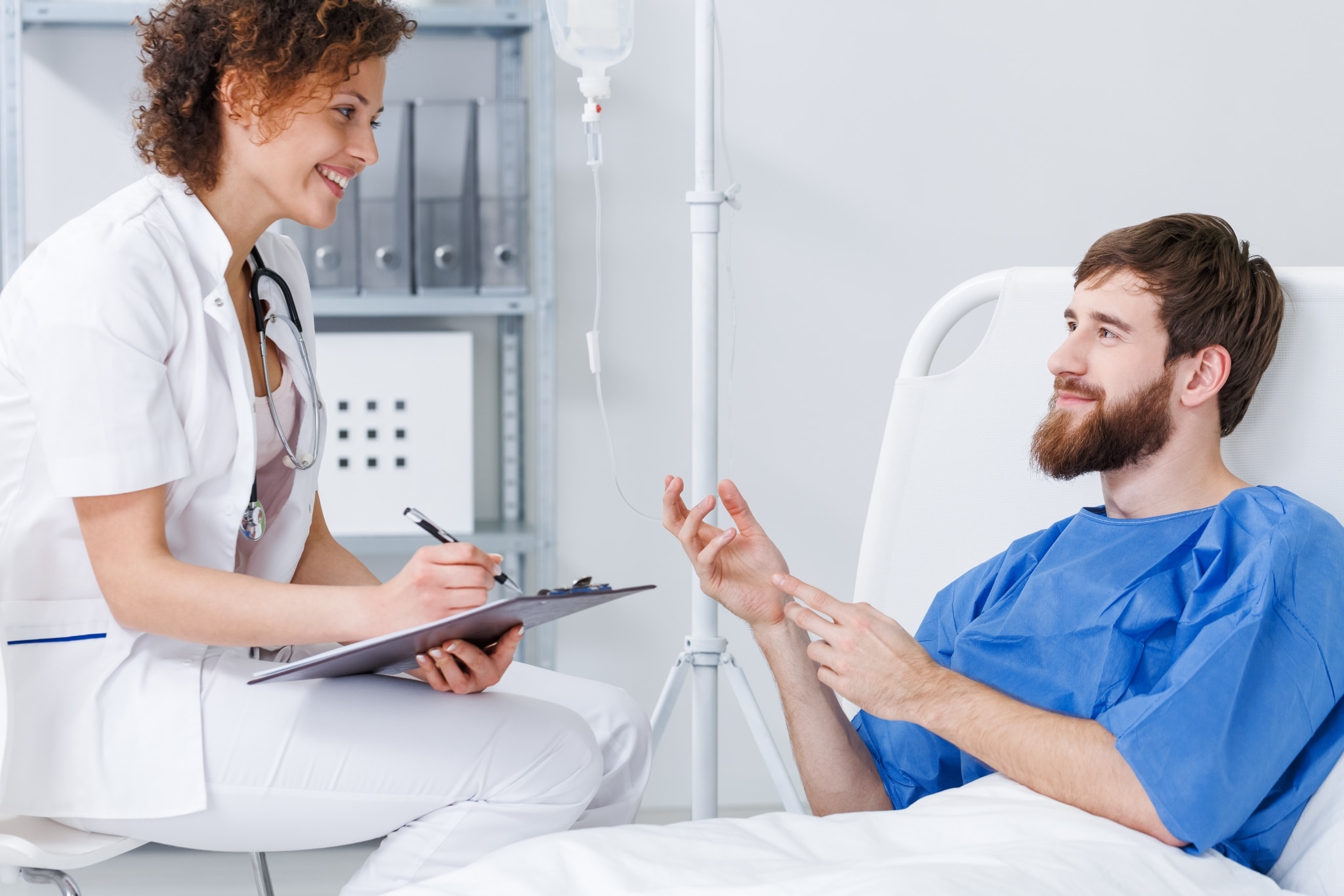 Mental health nurse with patient
