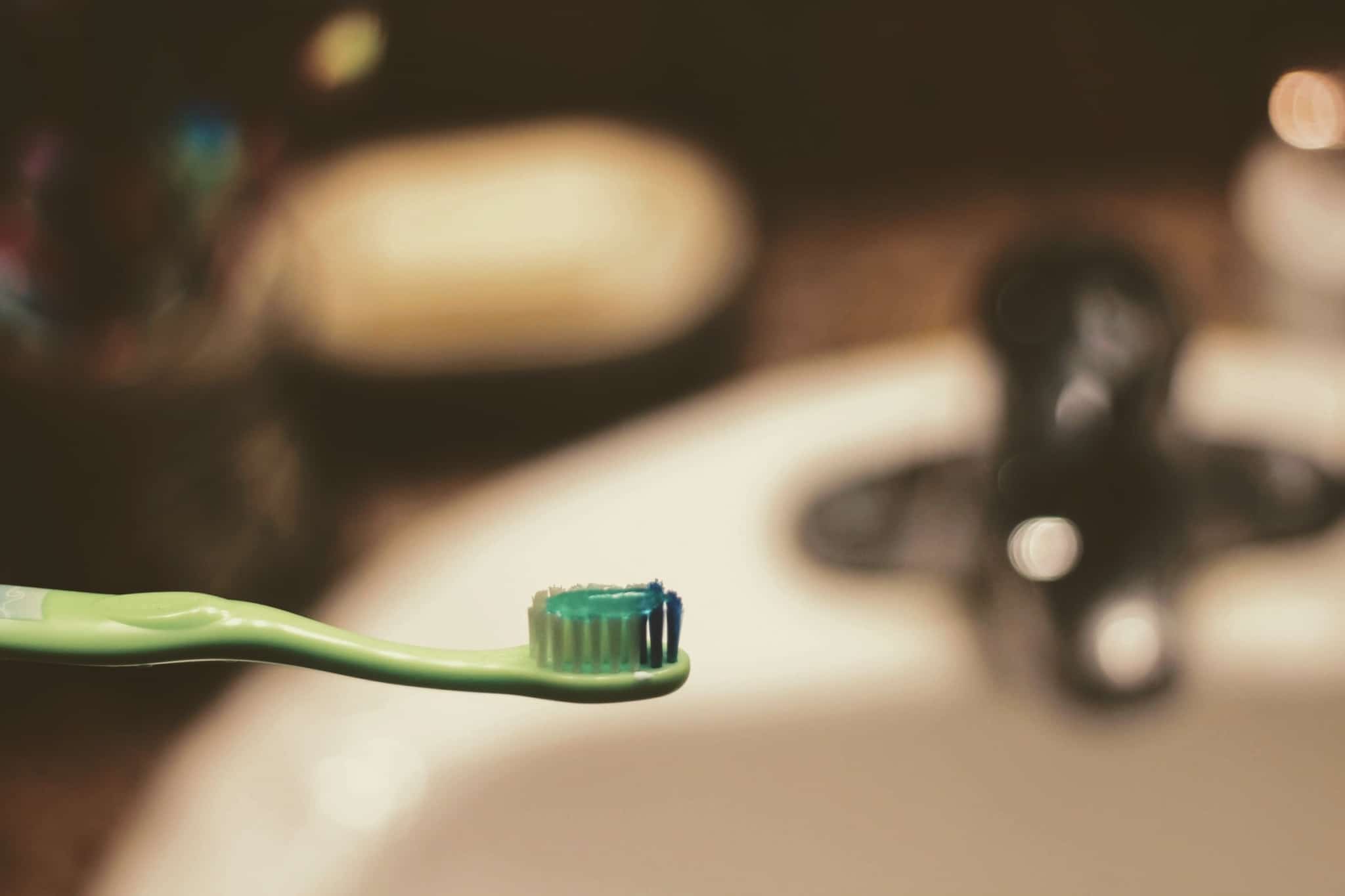 Toothbrush over a sink