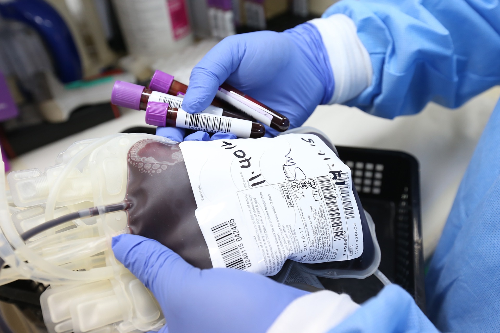 Blood bags, vials, and other medical supplies Blood bags, vials, and other medical supplies.
