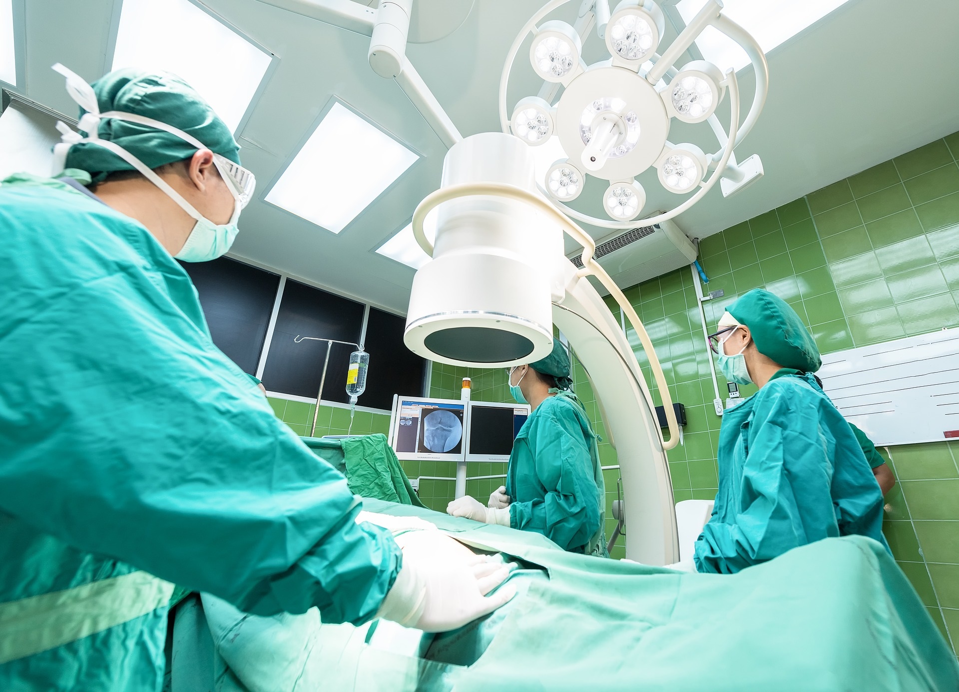 Operating team preparing a patient