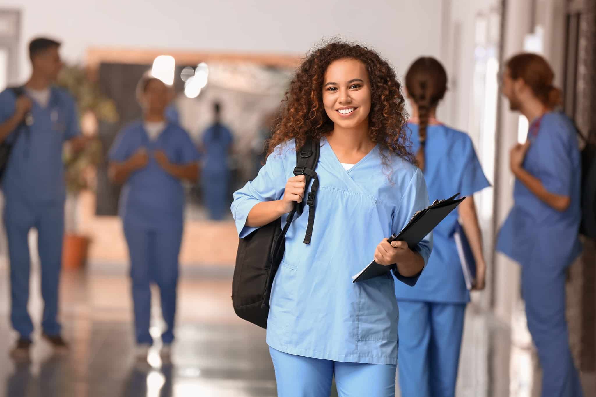 African-American student in a hallway