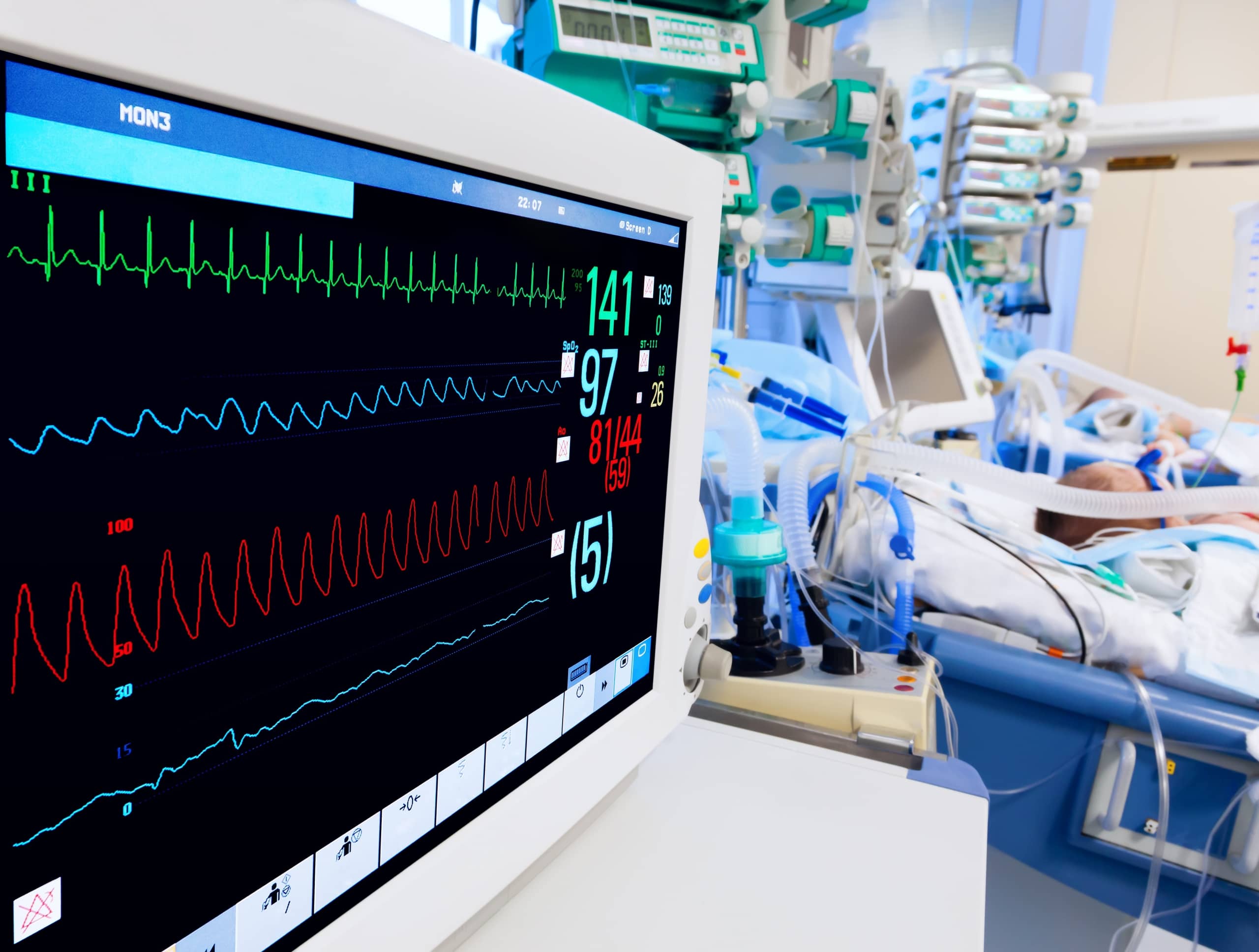 Close up of a child's vital signs in a hospital