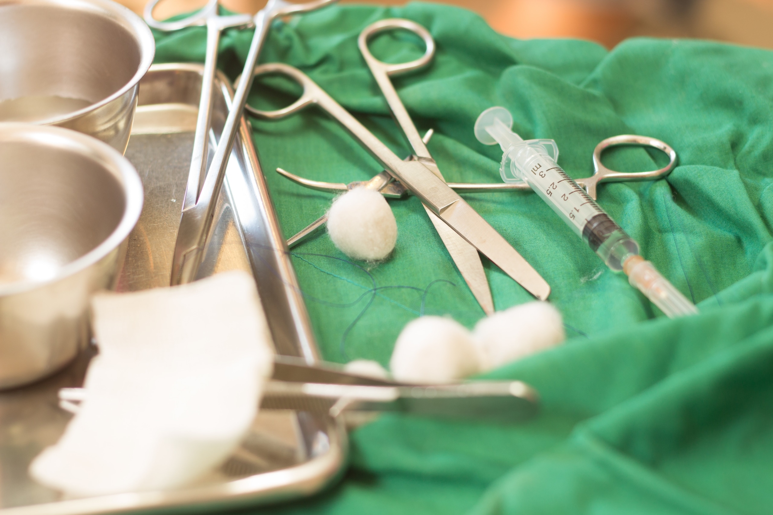 Close up of medical equipment on a tray